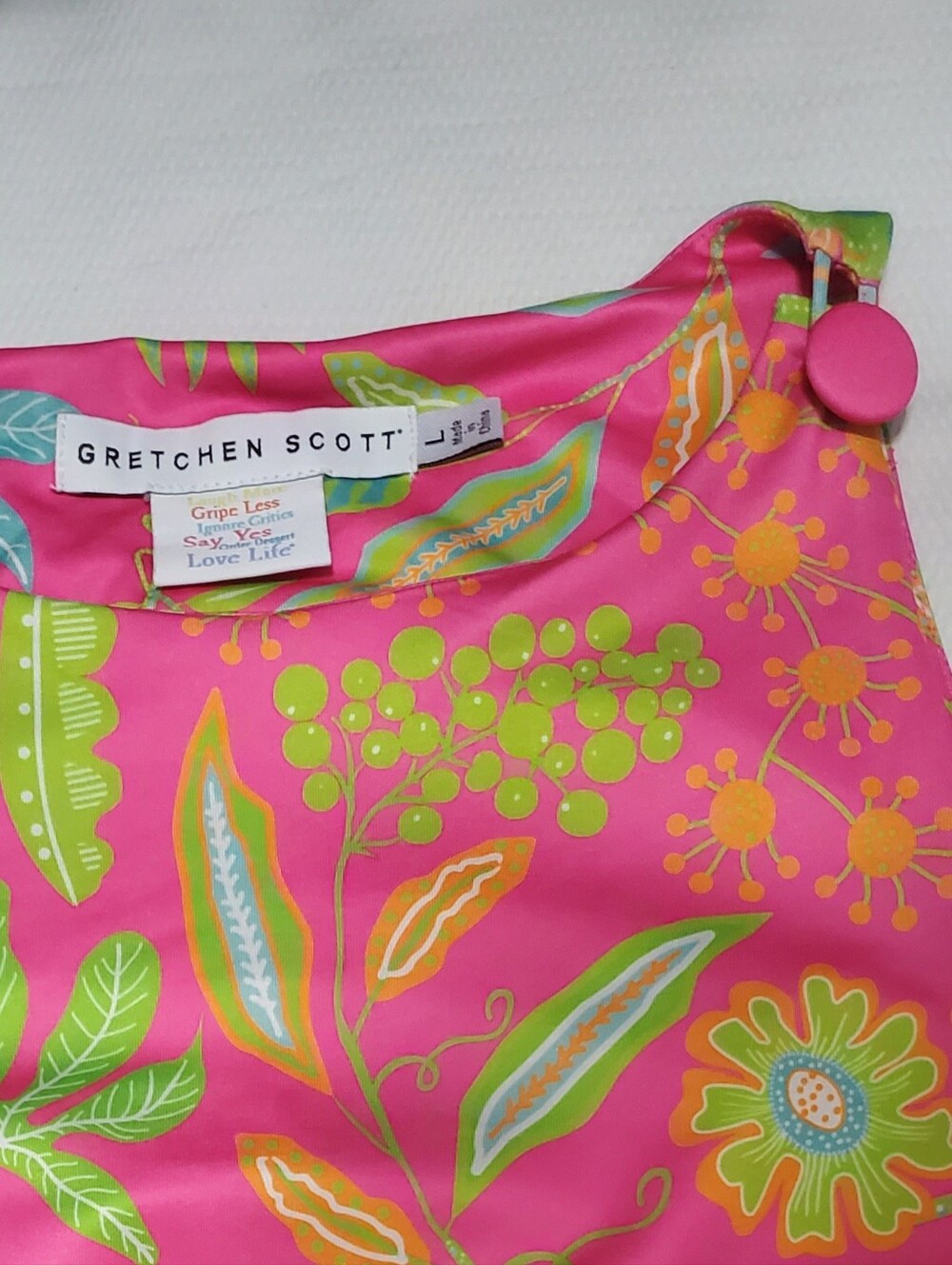 Gretchen Scott Jersey Side Tie Maxi Dress Hummingbird Heaven Pink Size Large - Picture 6 of 10